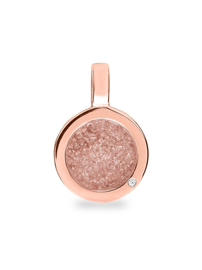 Ronde platte ashanger, gedenksieraad, waar as en haar in verwerkt wordt. Blush