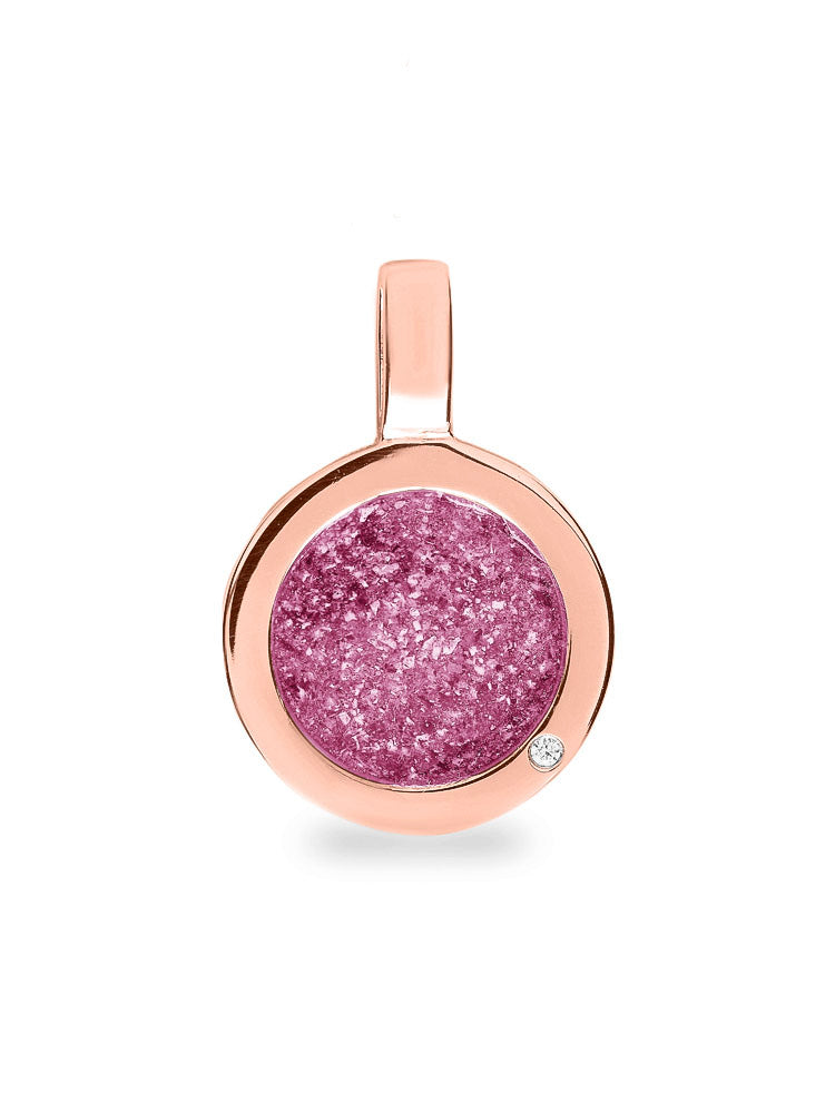 Ronde platte ashanger, gedenksieraad, waar as en haar in verwerkt wordt. Fluo