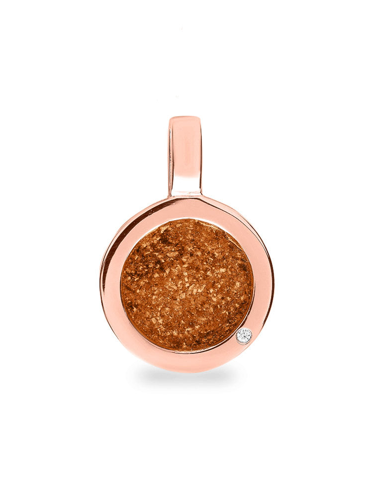 Ronde platte ashanger, gedenksieraad, waar as en haar in verwerkt wordt. Orange