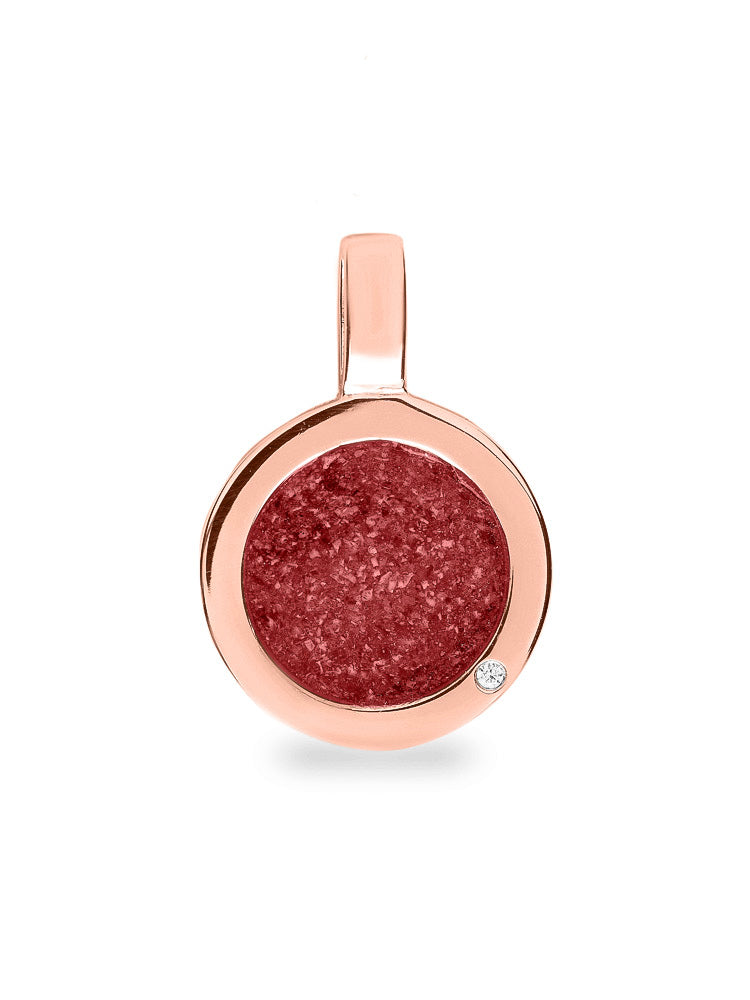Ronde platte ashanger, gedenksieraad, waar as en haar in verwerkt wordt. Red