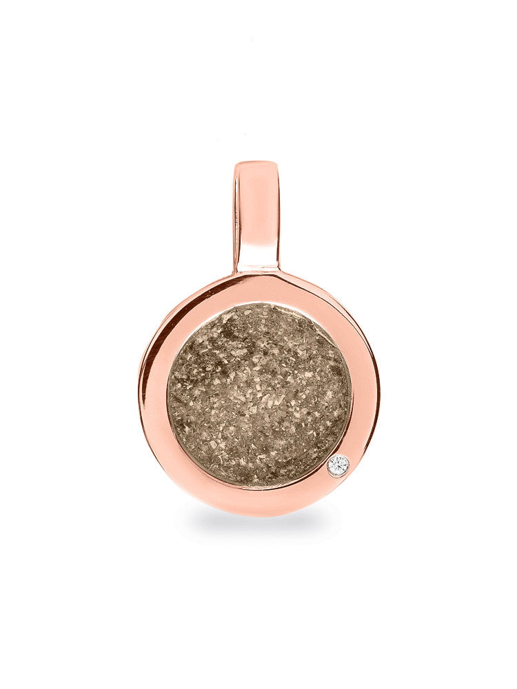 Ronde platte ashanger, gedenksieraad, waar as en haar in verwerkt wordt. Transparent