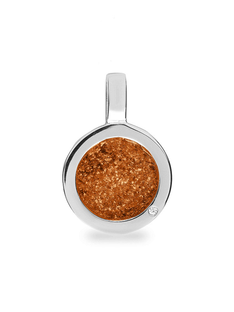 Ronde platte ashanger, gedenksieraad, waar as en haar in verwerkt wordt. Orange