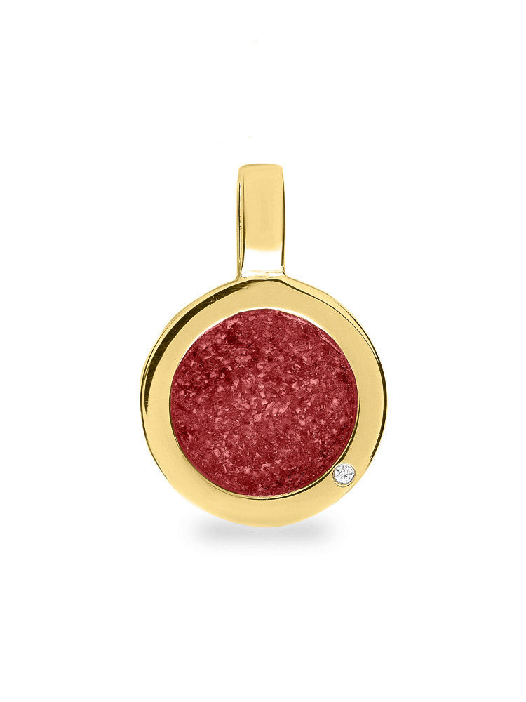Ronde platte ashanger, gedenksieraad, waar as en haar in verwerkt wordt. Red