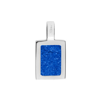 Ashanger rechthoekig plat, gedenksieraad, waar as en haar in verwerkt wordt. Blue