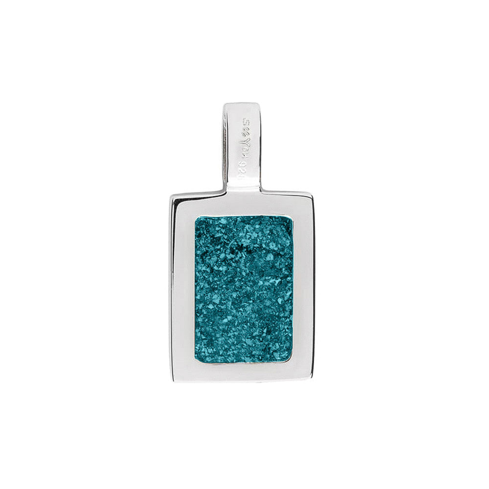 Ashanger rechthoekig plat, gedenksieraad, waar as en haar in verwerkt wordt. Turquoise