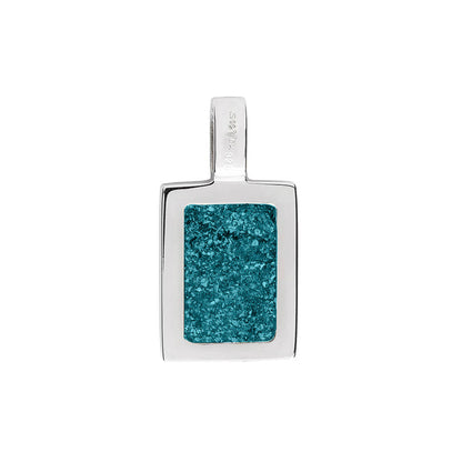 Ashanger rechthoekig plat, gedenksieraad, waar as en haar in verwerkt wordt. Turquoise