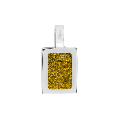 Ashanger rechthoekig plat, gedenksieraad, waar as en haar in verwerkt wordt. Yellow