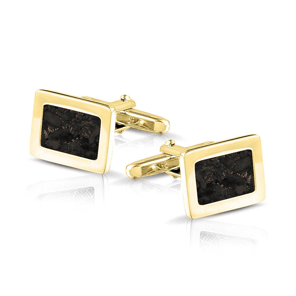 Manchetknopen met as, zichtbaar gevuld, als herinneringssieraad. black