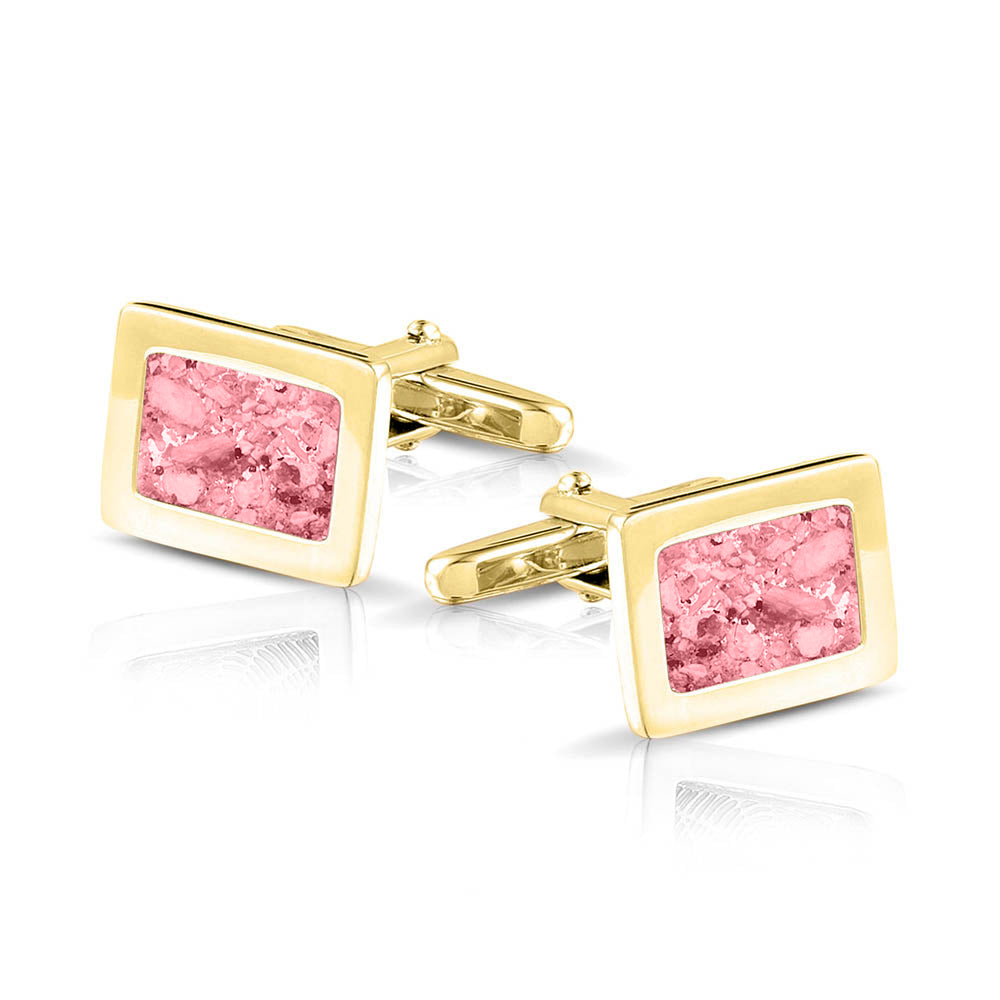 Manchetknopen met as, zichtbaar gevuld, als herinneringssieraad. soft