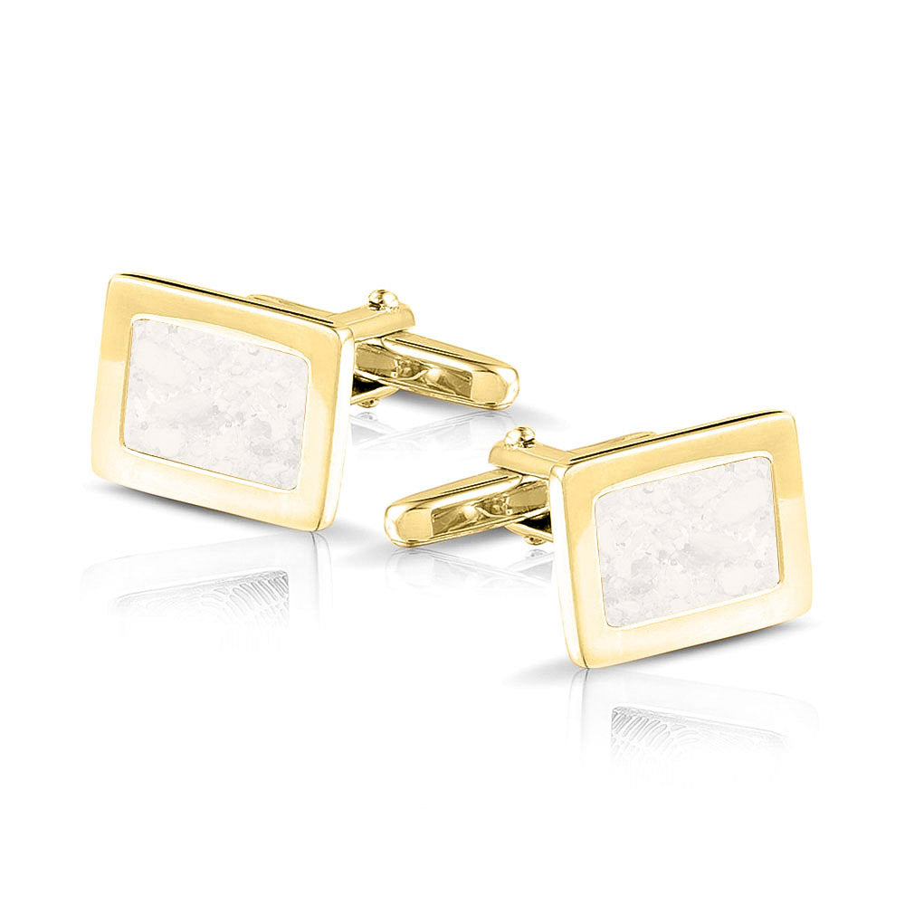 Manchetknopen met as, zichtbaar gevuld, als herinneringssieraad. white