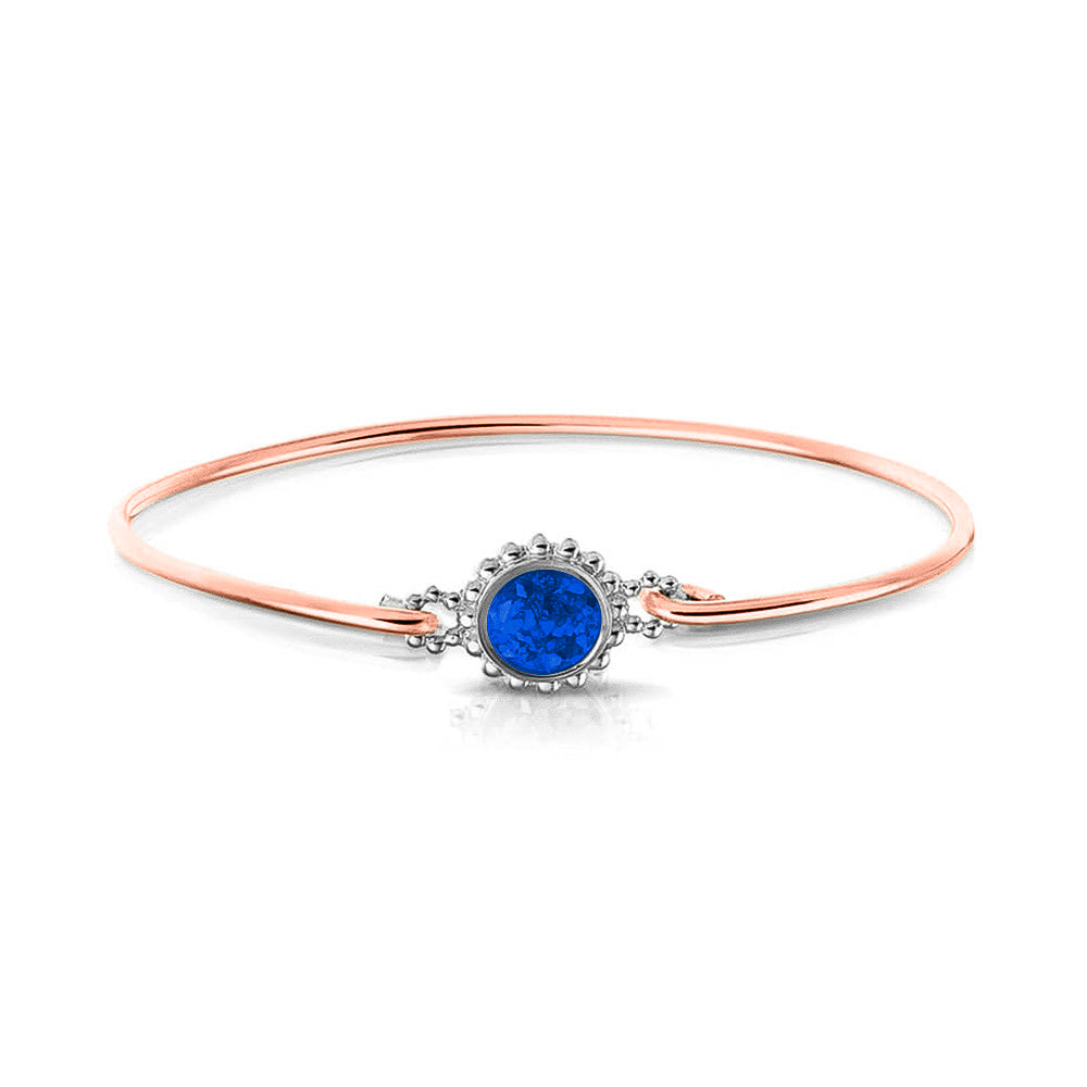 Roségouden as armband met as, haar of moedermelk. Blue
