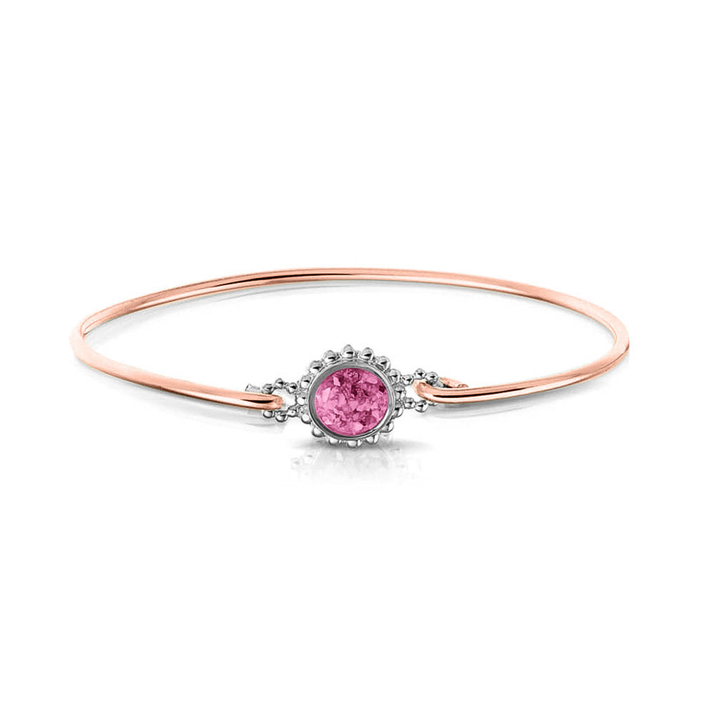 Roségouden as armband met as, haar of moedermelk. Fluo