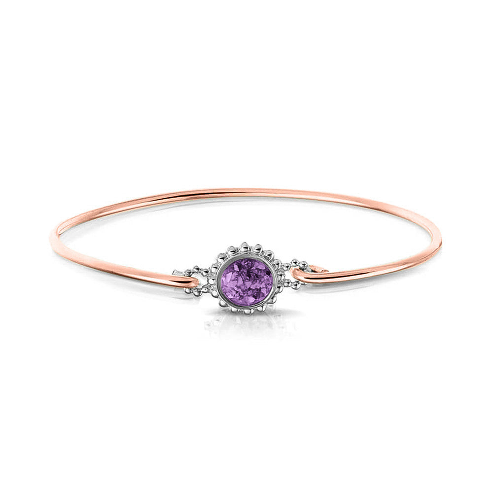 Roségouden as armband met as, haar of moedermelk. Purple