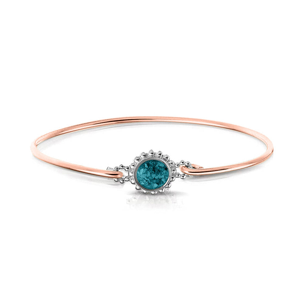 Roségouden as armband met as, haar of moedermelk. Turquoise