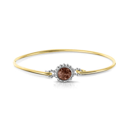 Geelgouden as armband met as, haar of moedermelk. Brown