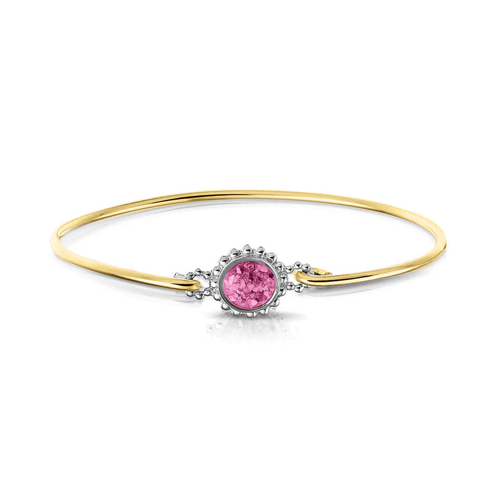 Geelgouden as armband met as, haar of moedermelk. Fluo