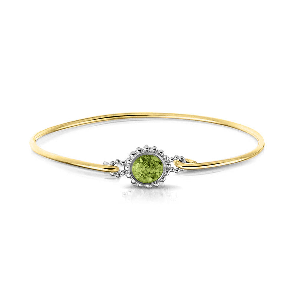 Geelgouden as armband met as, haar of moedermelk. Green