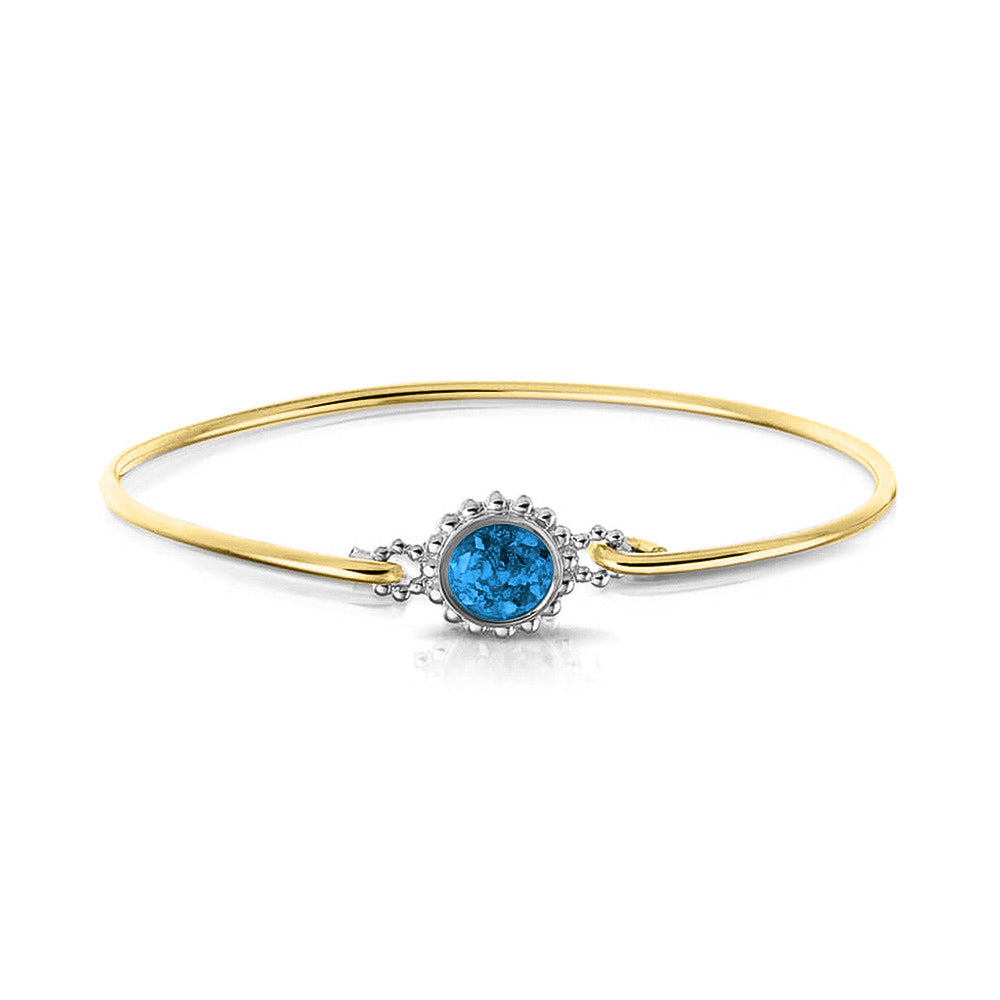 Geelgouden as armband met as, haar of moedermelk. Marine
