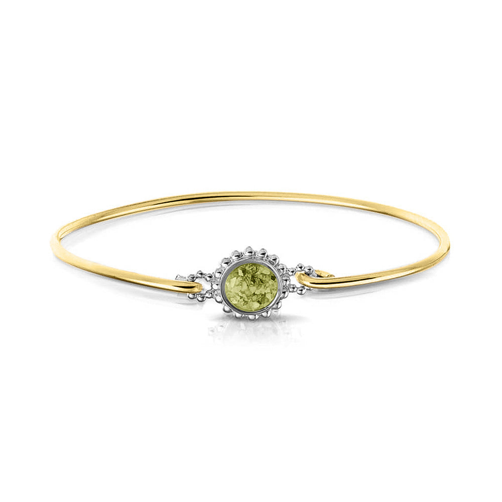 Geelgouden as armband met as, haar of moedermelk. Olive