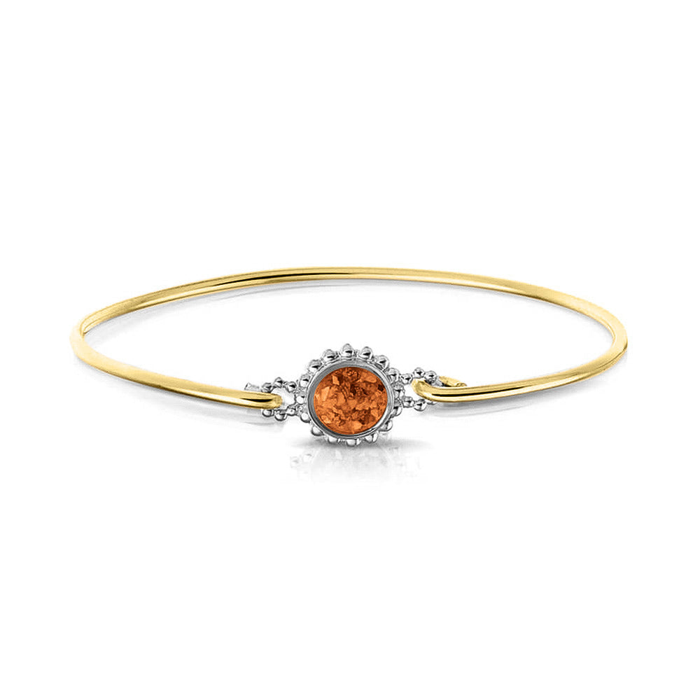 Geelgouden as armband met as, haar of moedermelk. Orange