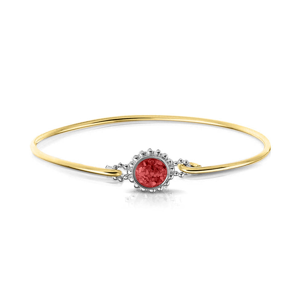 Geelgouden as armband met as, haar of moedermelk. Red