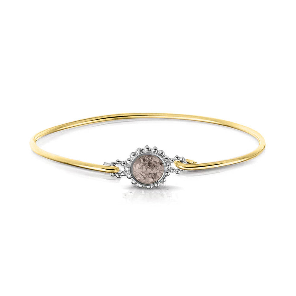 Geelgouden as armband met as, haar of moedermelk. Silver