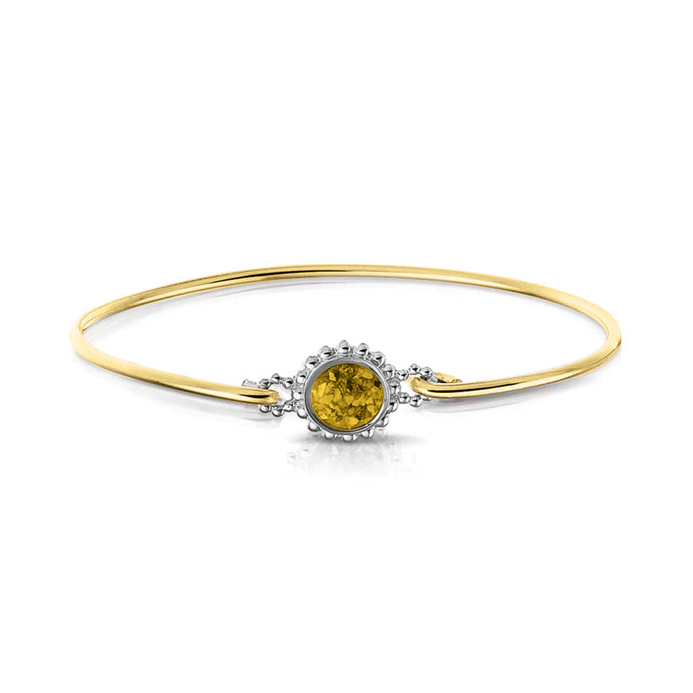 Geelgouden as armband met as, haar of moedermelk. Yellow