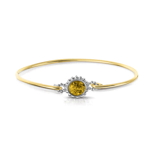 Geelgouden as armband met as, haar of moedermelk. Yellow