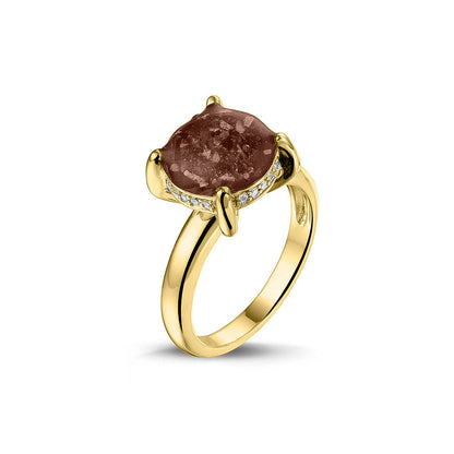 Gedenksieraad, asring 3 mm waar aan de bovenzijde zichtbaar as of haar verwerkt wordt, rondom aan de zijkant gezet met zirkonia's of diamanten naar keuze. Brown