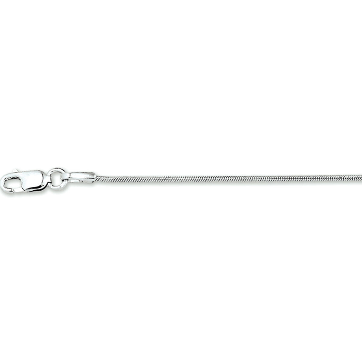 Witgouden collier gepolijst met slangen schakel. Dit type collier heeft een subtiele look. 