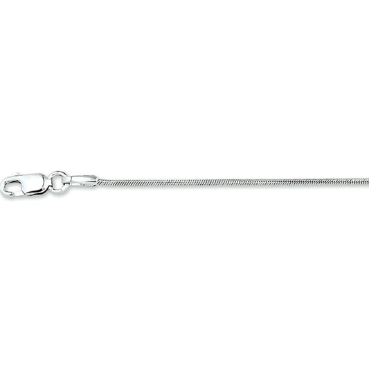 Witgouden collier gepolijst met slangen schakel. Dit type collier heeft een subtiele look.