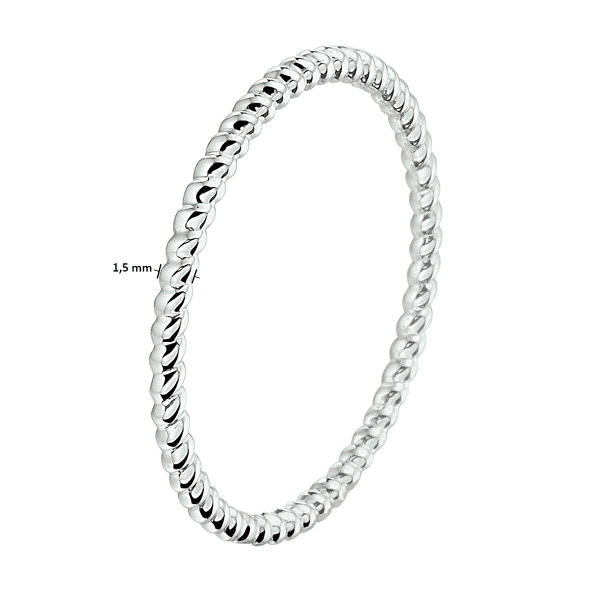 14 KT witgouden stijlvolle aanschuifring die gedragen wordt in combinatie met andere ringen uit de collectie gedenksieraden.alle