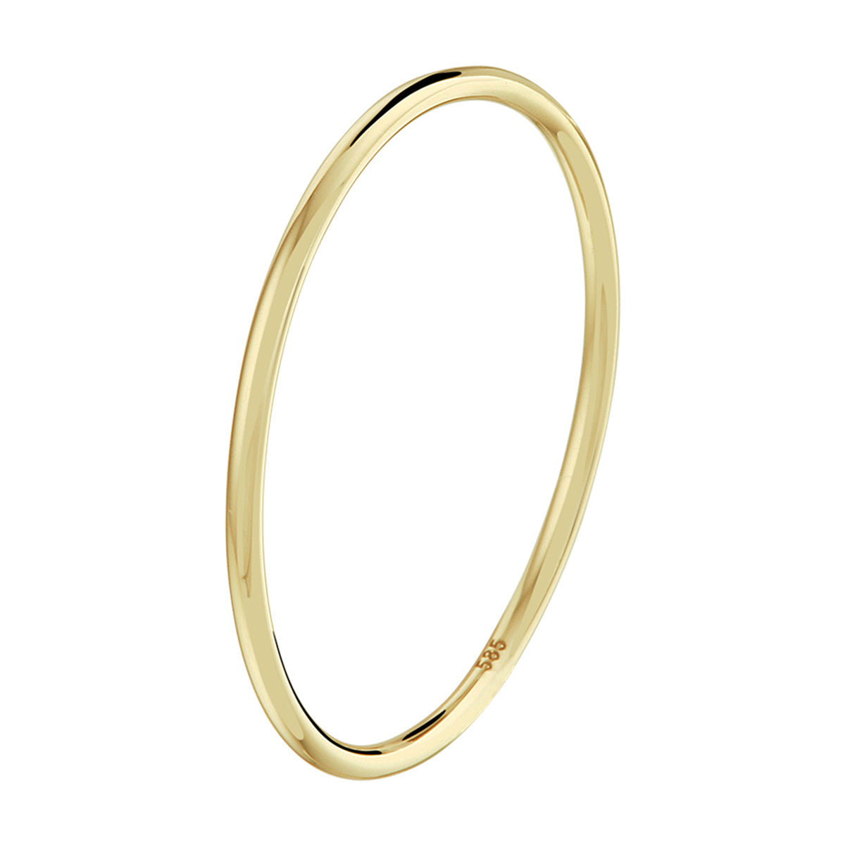 14 KT geelgouden stijlvolle aanschuifring die gedragen wordt in combinatie met andere ringen uit de collectie gedenksieraden 
