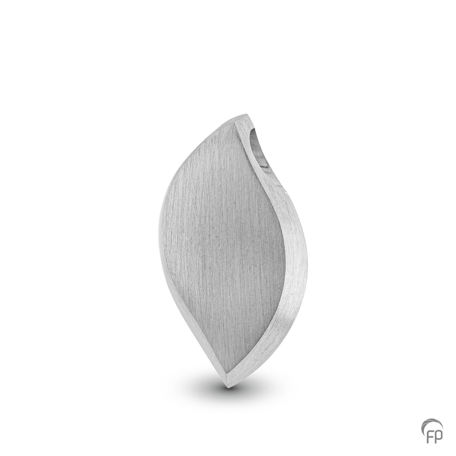 Hanger met in het midden een edelsteen in zilver uitgevoerd met zirkonia, in goud met diamant. De ashangers uit deze collectie gedenksieraden zijn zeer gevarieerd en eigentijds ontworpen.