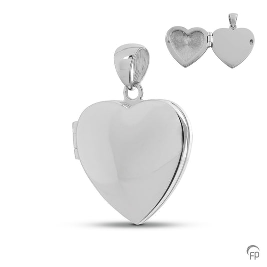 Hanger uitgevoerd als medaillon, ashangers uit deze collectie gedenksieraden zijn zelf te vullen en te bestellen in zilver 925 sterling, geelgoud en witgoud.