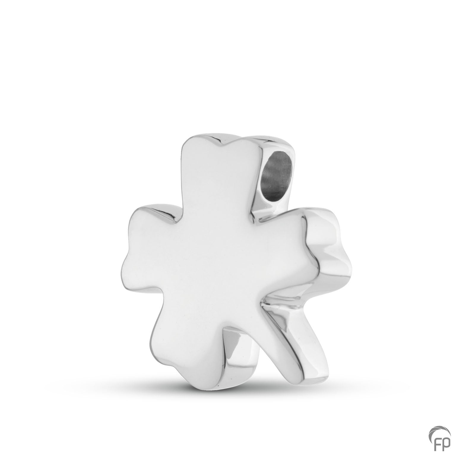 Klavertje vier hanger, de ashangers uit deze collectie gedenksieraden zijn eenvoudig zelf te vullen en te bestellen in zilver 925 sterling, geelgoud en witgoud.