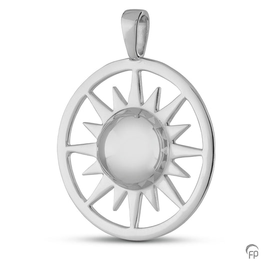 Zon hanger, de ashangers uit deze collectie gedenksieraden zijn eenvoudig zelf te vullen en te bestellen in zilver 925 sterling, geelgoud en witgoud.