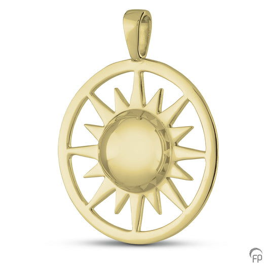 Zon hanger, de ashangers uit deze collectie gedenksieraden zijn eenvoudig zelf te vullen en te bestellen in zilver 925 sterling, geelgoud en witgoud.