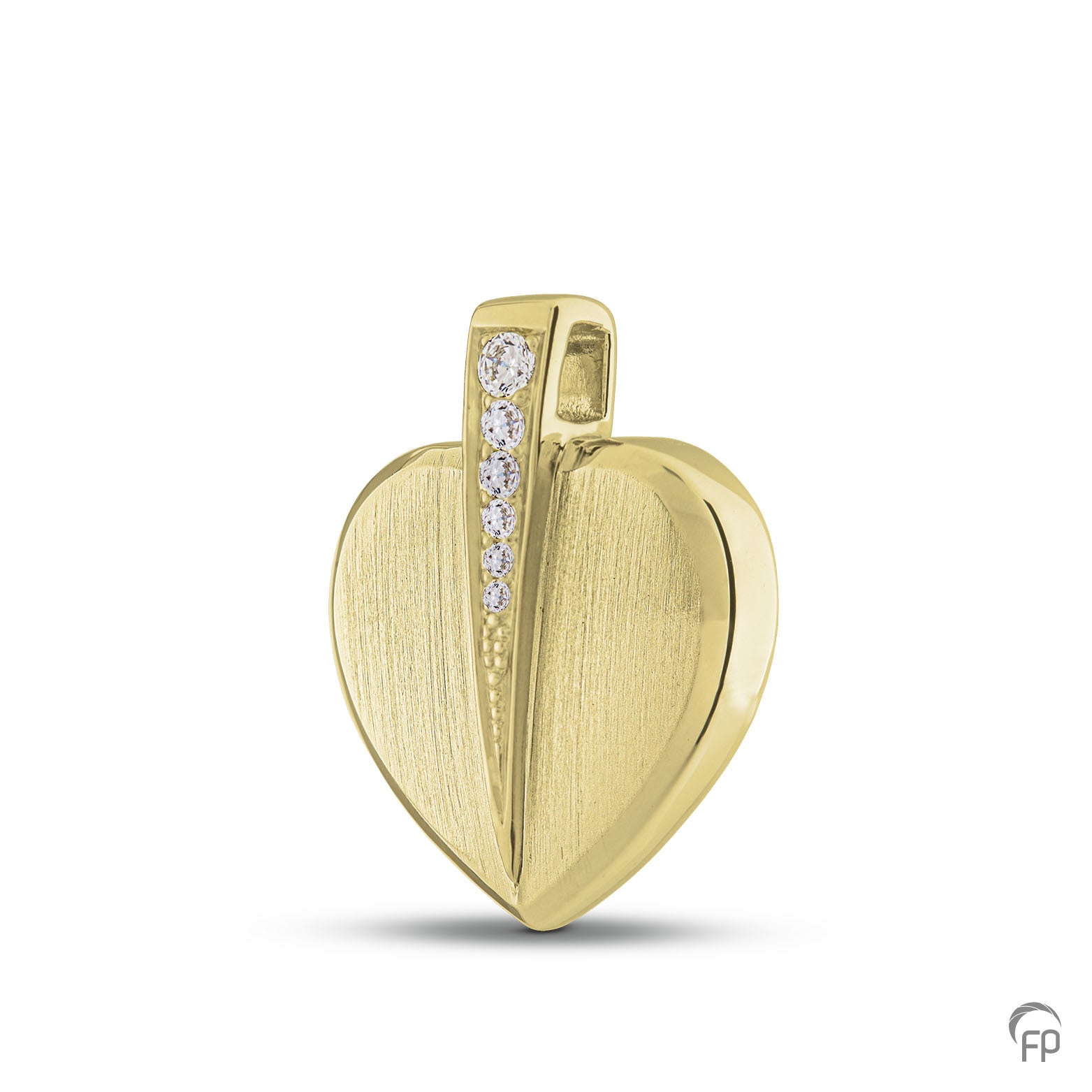 Hanger hart, in zilver uitgevoerd met zirkonia's, in goud met diamanten.  De ashangers uit deze collectie gedenksieraden zijn eenvoudig zelf te vullen