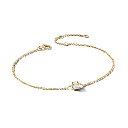 Exclusieve 14 KT geelgouden anker armband met geboortesteen in chatonzetting.