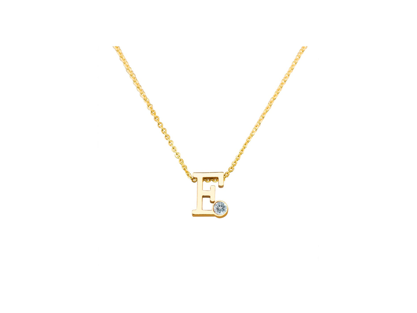 Geelgouden letter gedenkhanger met geboortesteentje inclusief collier