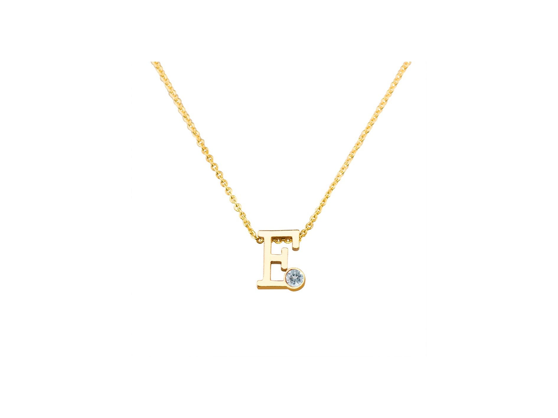 Geelgouden letter gedenkhanger met geboortesteentje inclusief collier