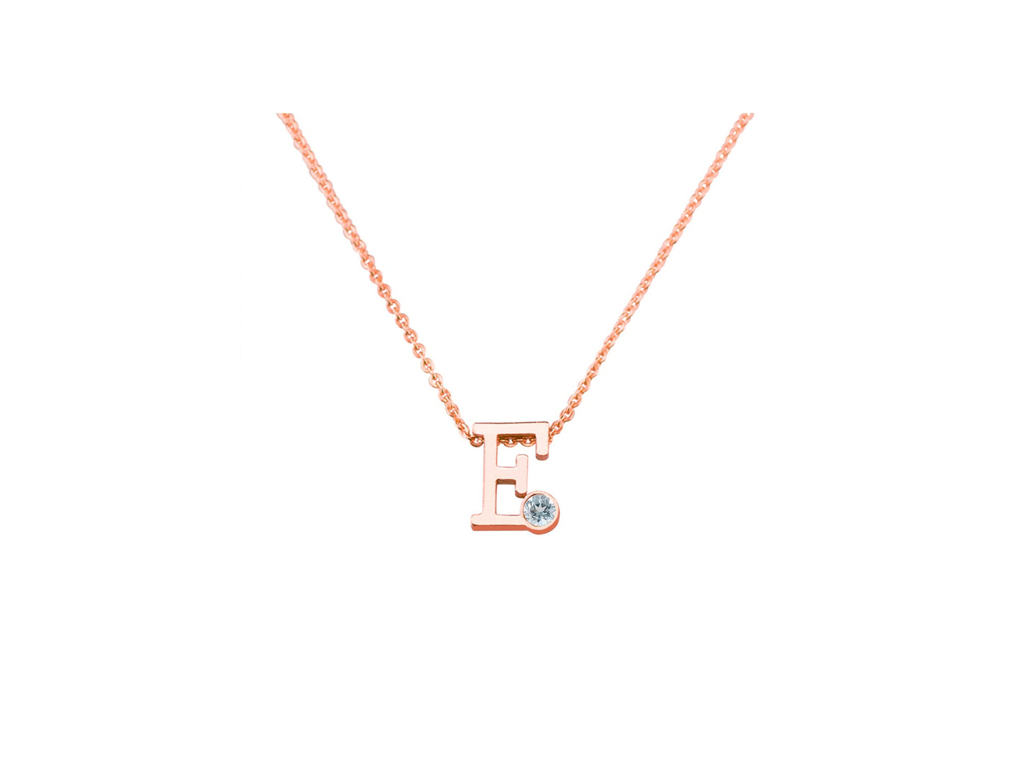 Roségouden letter gedenkhanger met geboortesteentje inclusief collier