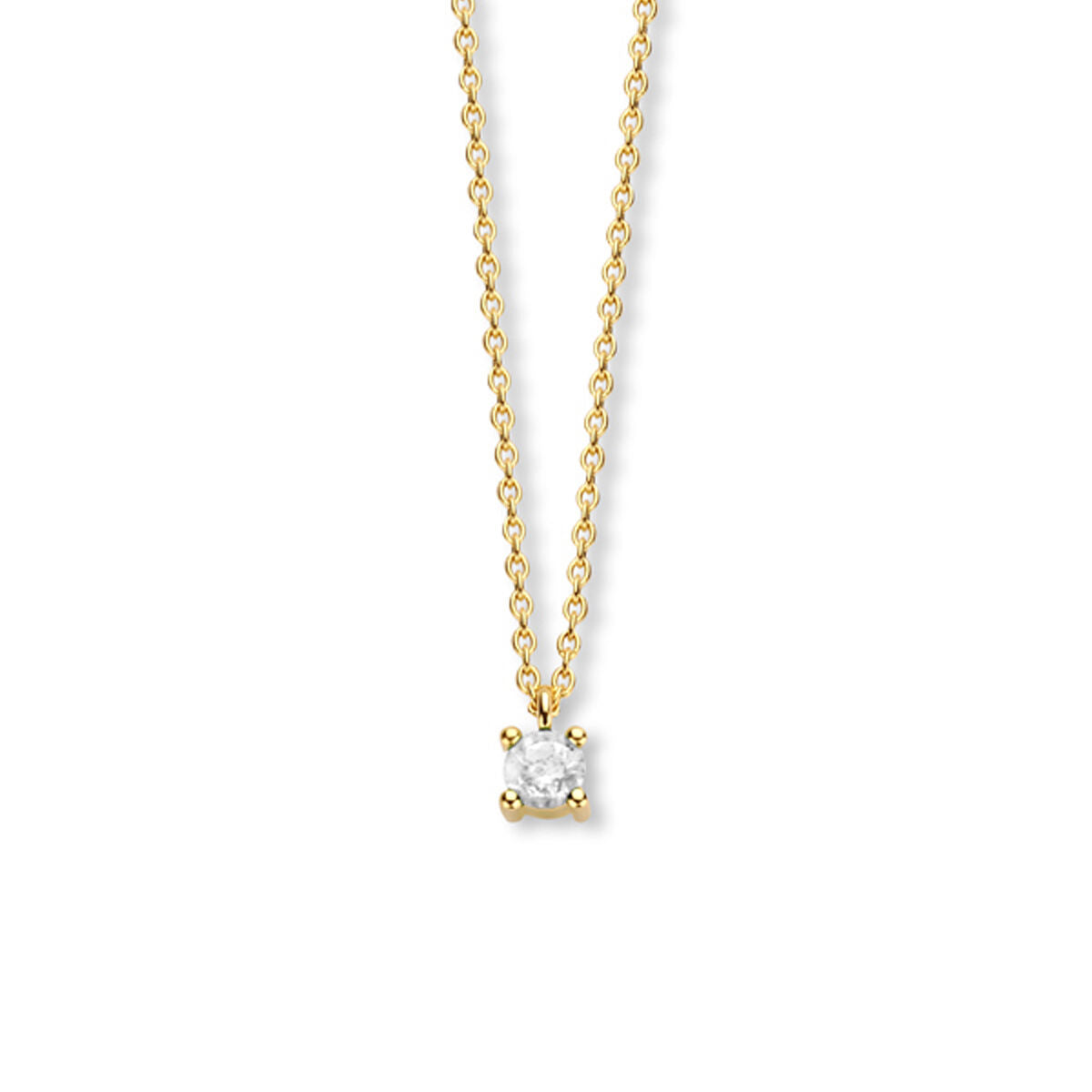 Exclusief 14 KT geelgouden anker collier met geboortesteen 3.5 mm met chatonzetting