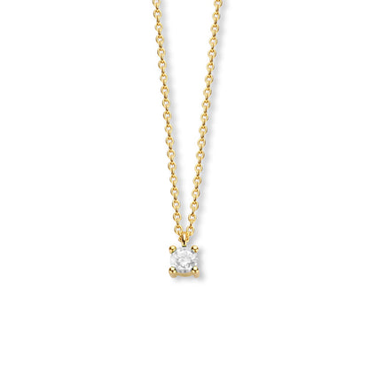 Exclusief 14 KT geelgouden anker collier met geboortesteen 3.5 mm met chatonzetting