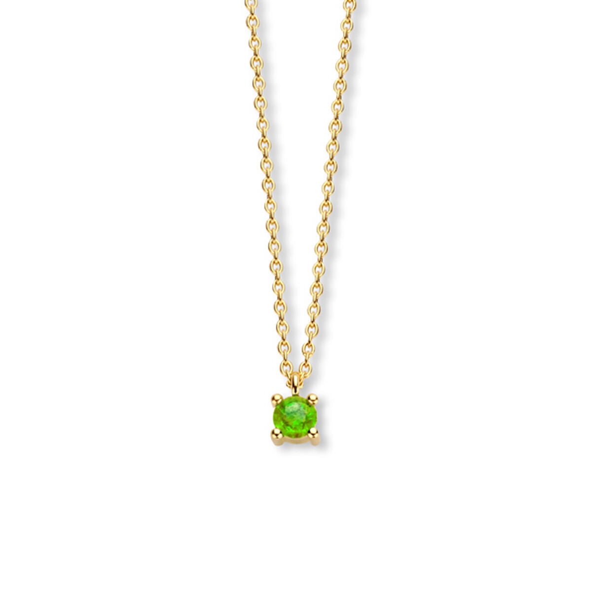 Exclusief 14 KT geelgouden anker collier met geboortesteen 3.5 mm met chatonzetting
