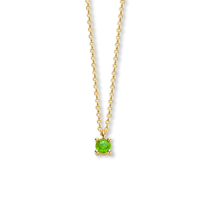Exclusief 14 KT geelgouden anker collier met geboortesteen 3.5 mm met chatonzetting
