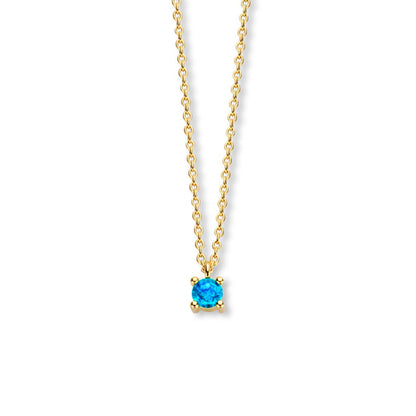 Exclusief 14 KT geelgouden anker collier met geboortesteen 3.5 mm met chatonzetting