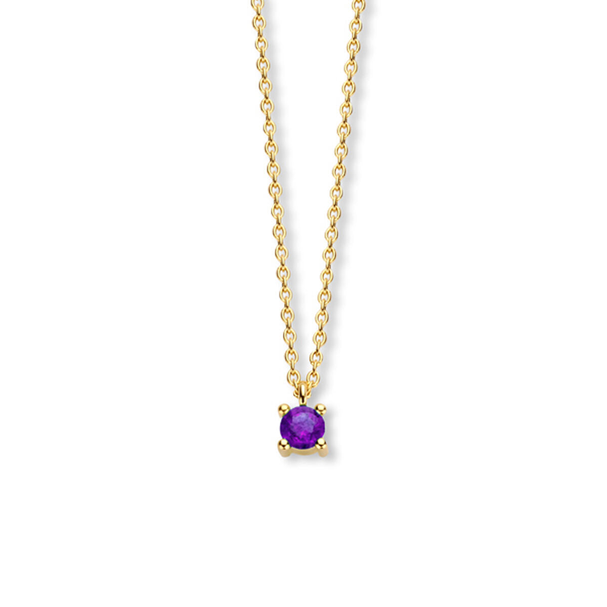 Exclusief 14 KT geelgouden anker collier met geboortesteen 3.5 mm met chatonzetting