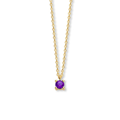 Exclusief 14 KT geelgouden anker collier met geboortesteen 3.5 mm met chatonzetting